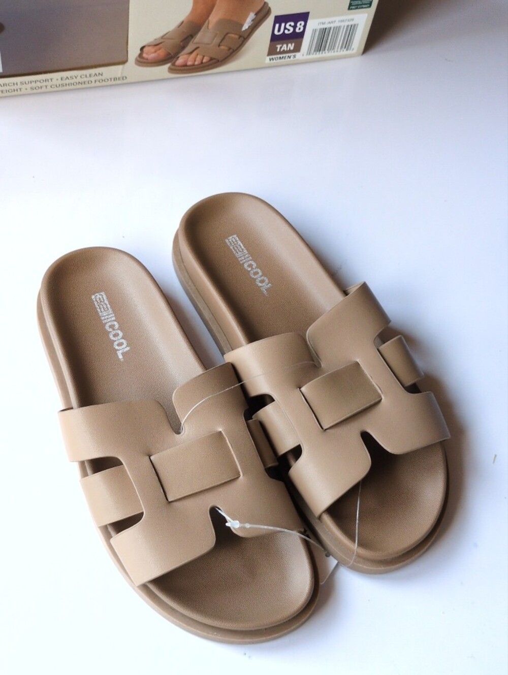 NIB 32 Degrees Cool H-Band Womens Sandals Tan Sz 8